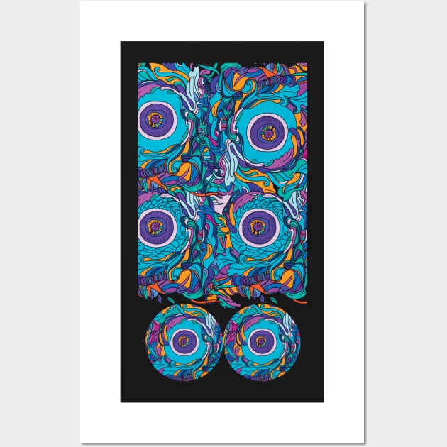 Psychedelic illustration of magic and protective evil eye Wall Art by IngaDesign